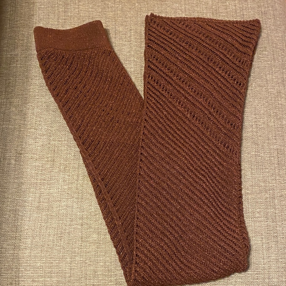 Rust Knit Chevron Pants
